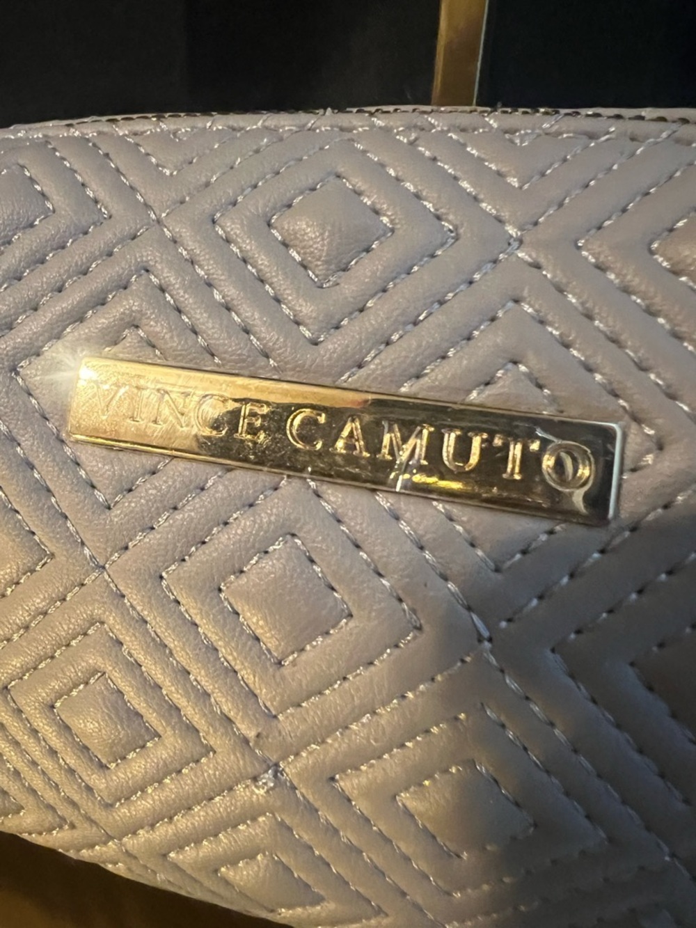Vince Camuto Quilted Cosmetic Bag in Light Beige and Brush Set - Picture 3 of 11